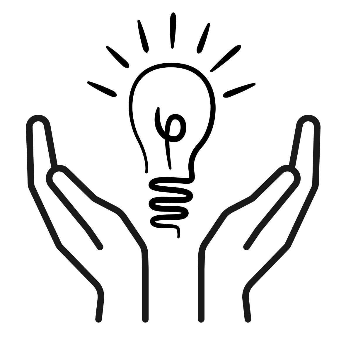 Outline of two hands holding a light bulb with a bright spot above symbolizing Creativity.
Kanna's Botanicals LLC