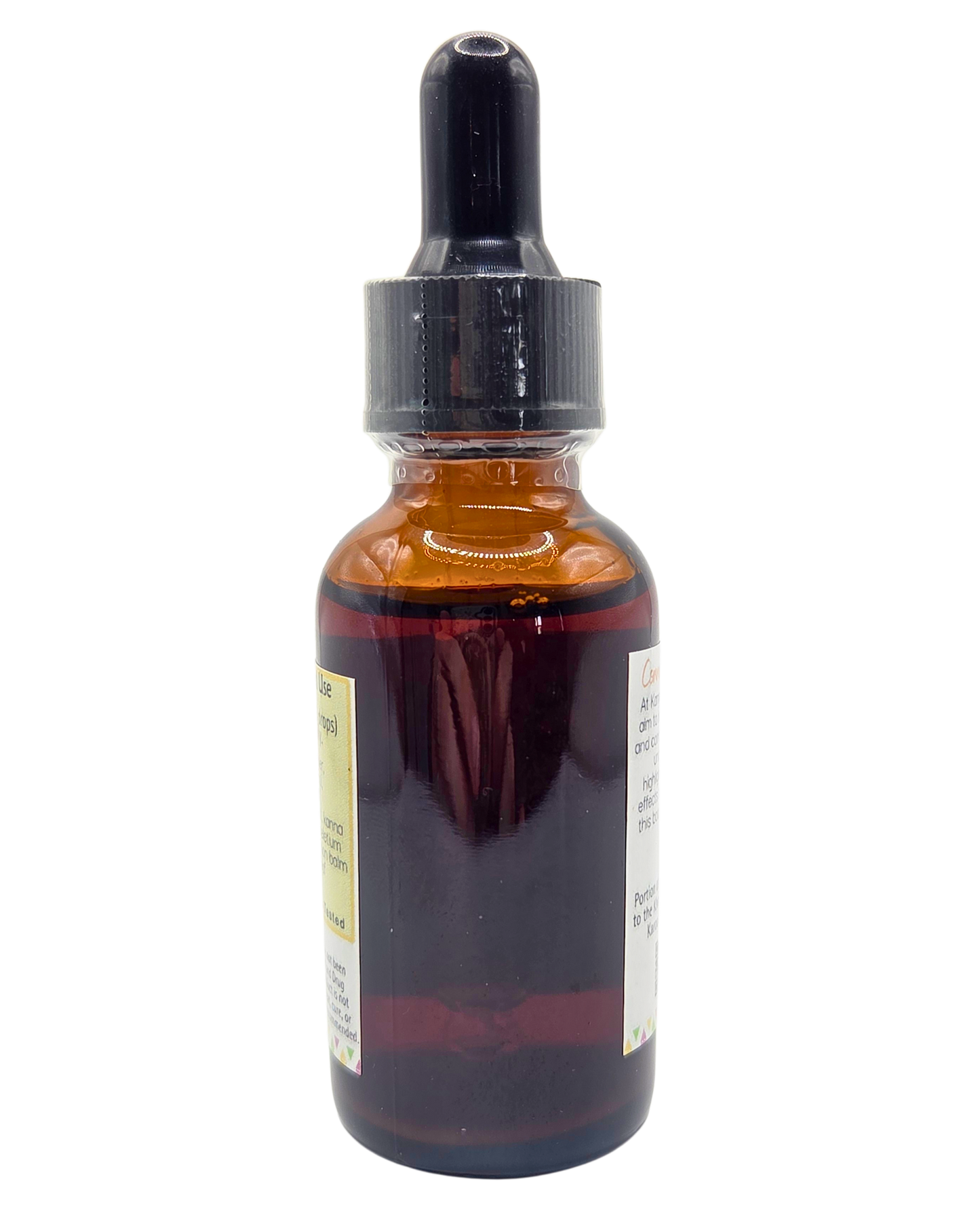 Kanna Full Spectrum Tincture (30mL Bottle)  amber bottle with amber liquid.
Product: Kanna Full Spectrum Tincture (30mL Bottle) 
- Kanna's Botanicals LLC